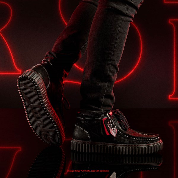 alternate view Mens Clarks x Stranger Things Torhill Hi Chukka Boot - BlackALT1C