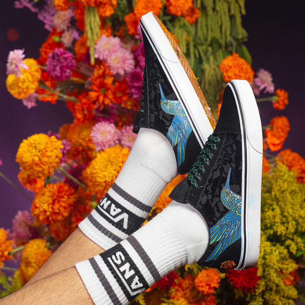 Vans Dia De Los Muertos Old Skool Hummingbird Skate Shoe - Black | Journeys