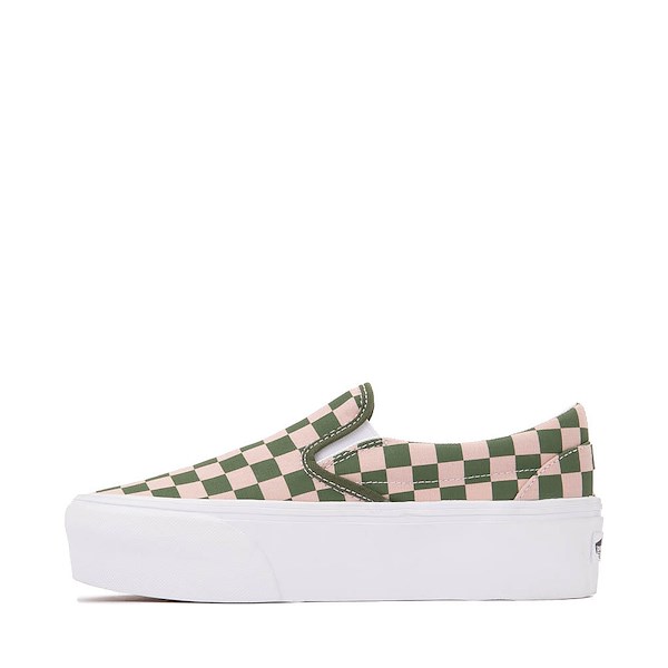 alternate view Vans Classic Slip-On Stackform Checkerboard Skate Shoe - Sepia Rose / Pine ForestALT1