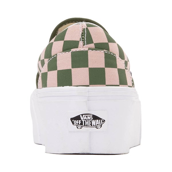 alternate view Vans Classic Slip-On Stackform Checkerboard Skate Shoe - Sepia Rose / Pine ForestALT4