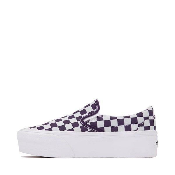 alternate view Vans Classic Slip-On Stackform Checkerboard Skate Shoe - Gothic Grape / Blue MistALT1