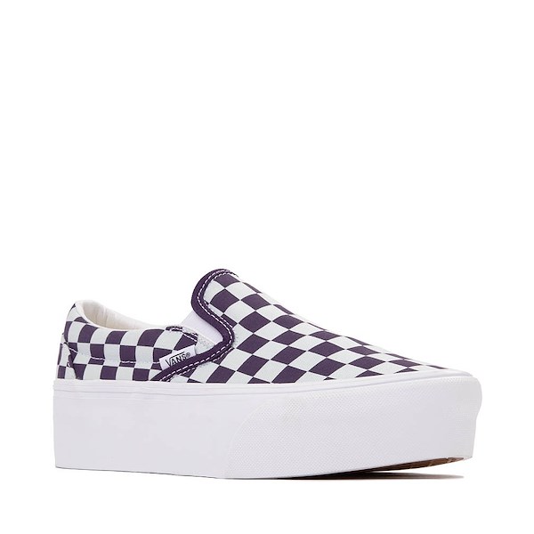 alternate view Vans Classic Slip-On Stackform Checkerboard Skate Shoe - Gothic Grape / Blue MistALT5