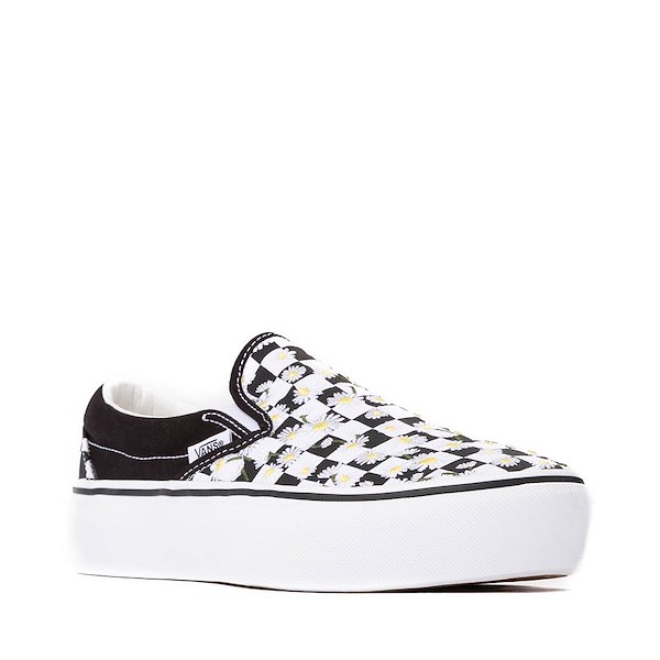 alternate view Vans Slip-On Platform Checkerboard Skate Shoe - Black / WhiteALT5