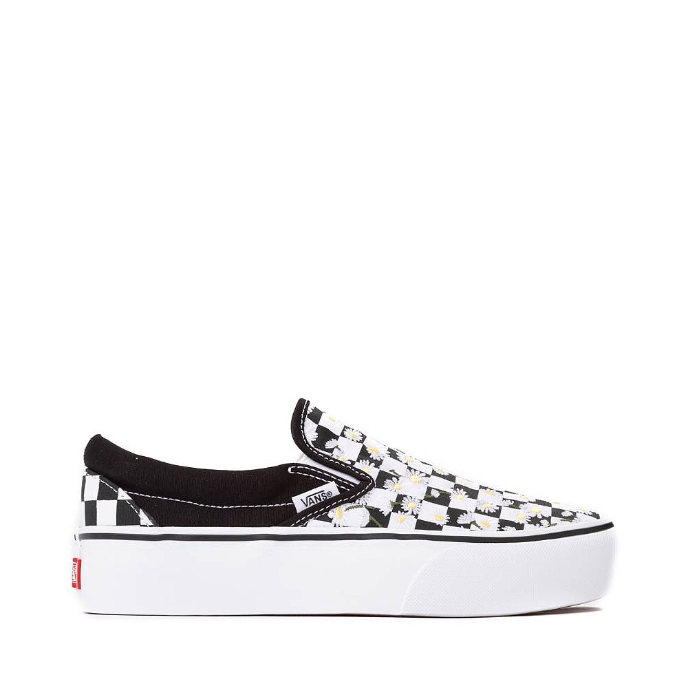 Vans Slip-On Platform Checkerboard Skate Shoe - Black / White