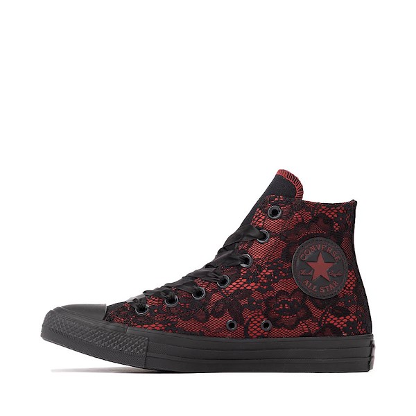 alternate view Converse Chuck Taylor All Star High-Top Dressed Up Lace Overlay Sneaker - Black / Park RedALT1