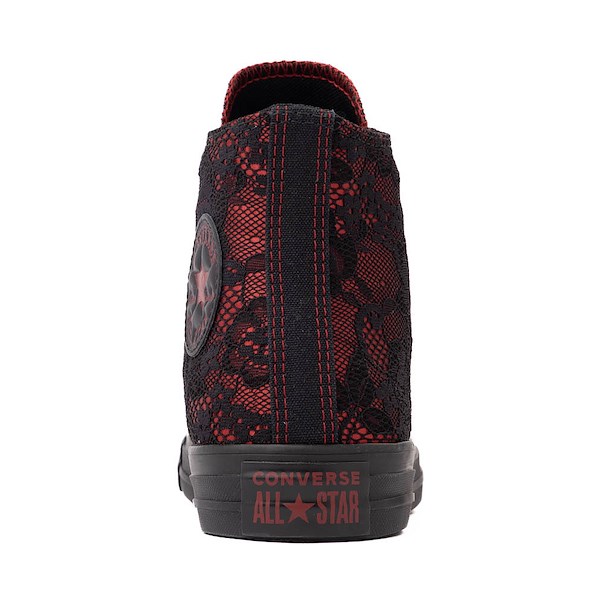 alternate view Converse Chuck Taylor All Star High-Top Dressed Up Lace Overlay Sneaker - Black / Park RedALT4