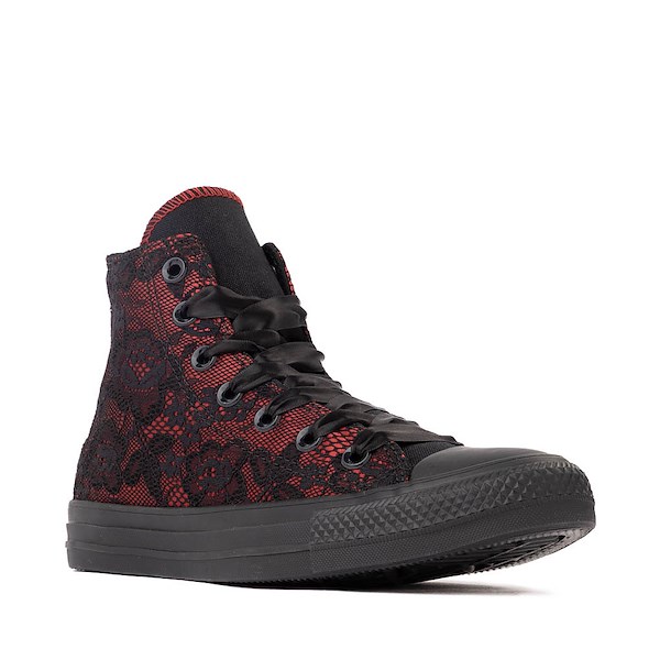 alternate view Converse Chuck Taylor All Star High-Top Dressed Up Lace Overlay Sneaker - Black / Park RedALT5