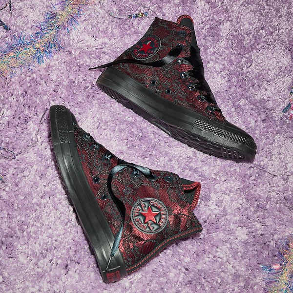 alternate view Converse Chuck Taylor All Star High-Top Dressed Up Lace Overlay Sneaker - Black / Park RedHERO