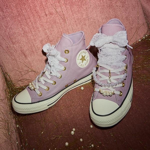 alternate view Converse Chuck Taylor All Star High-Top Dressed Up Pearls & Lace Sneaker - Frozen ThistleHERO
