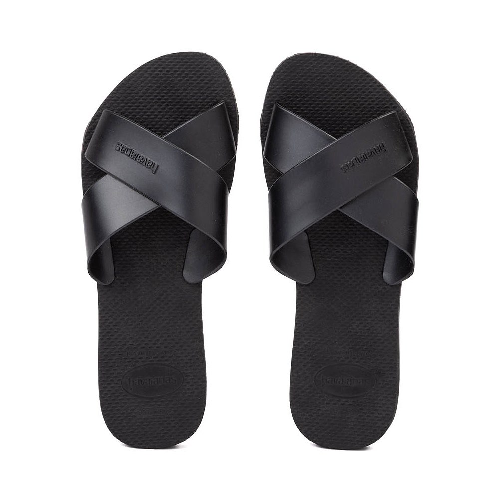 Womens Havaianas Aqua Metallic Slide Sandal - Black