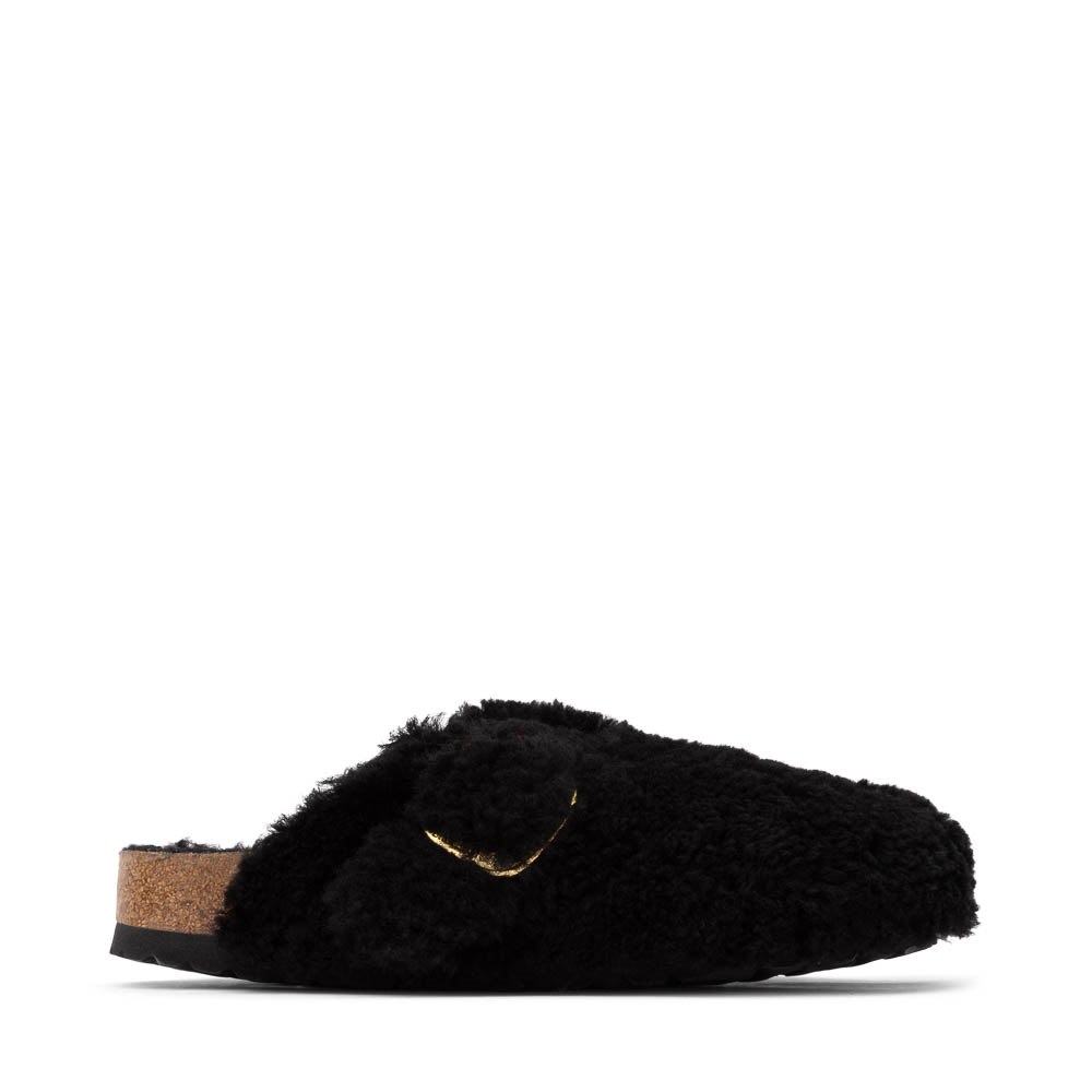 Womens Birkenstock Boston Big Buckle Shearling Clog - Black Gold