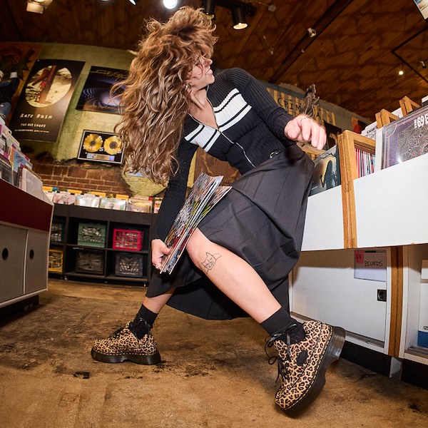 alternate view Womens Dr. Martens Buzz 5-Eye Platform Casual Shoe - LeopardALT1B