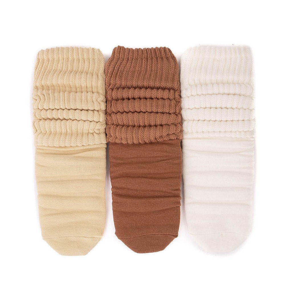Womens Neutral Slouch Crew Socks 3 Pack - Multicolor