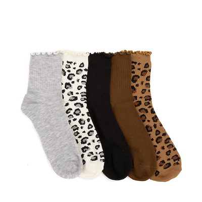 Womens Pearls And Bows Quarter Socks 5 Pack - Multicolor