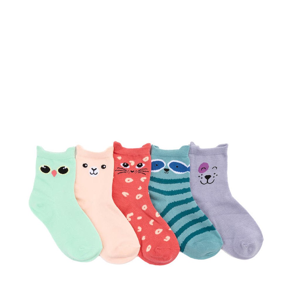 Animal Tab Quarter Socks 5 Pack - Little Kid - Multicolor