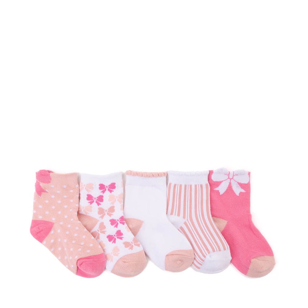 Bow Tab Scallop Quarter Socks 5 Pack - Toddler - Multicolor