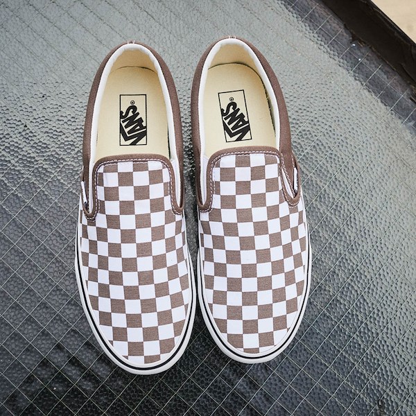 alternate view Vans Classic Slip-On Checkerboard Skate Shoe - WalnutHERO