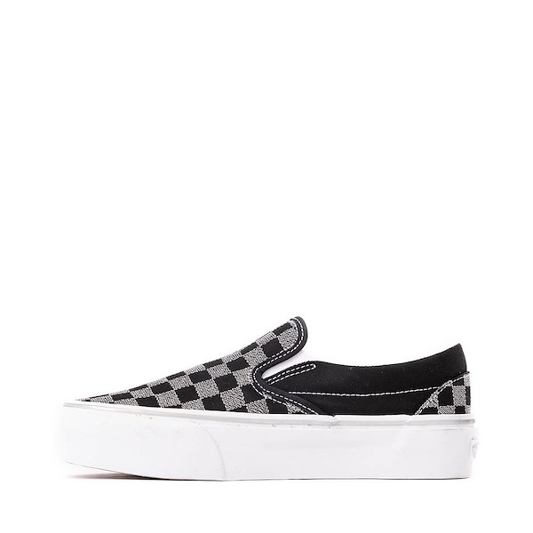 alternate view Vans Classic Slip-On Checkerboard Platform Skate Shoe - Black / SilverALT1