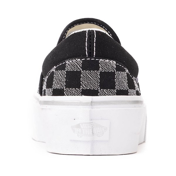 alternate view Vans Classic Slip-On Checkerboard Platform Skate Shoe - Black / SilverALT4