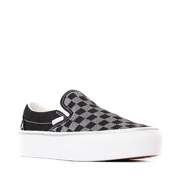 alternate view Vans Classic Slip-On Checkerboard Platform Skate Shoe - Black / SilverALT5