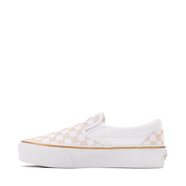 alternate view Vans Classic Slip-On Stackform Checkerboard Skate Shoe - White / WalnutALT1