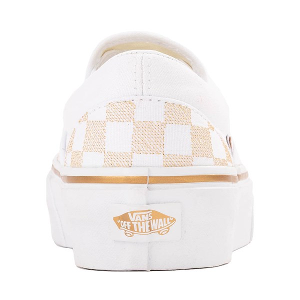 alternate view Vans Classic Slip-On Stackform Checkerboard Skate Shoe - White / WalnutALT4