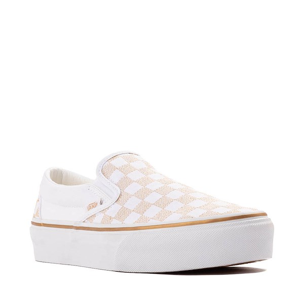 alternate view Vans Classic Slip-On Stackform Checkerboard Skate Shoe - White / WalnutALT5
