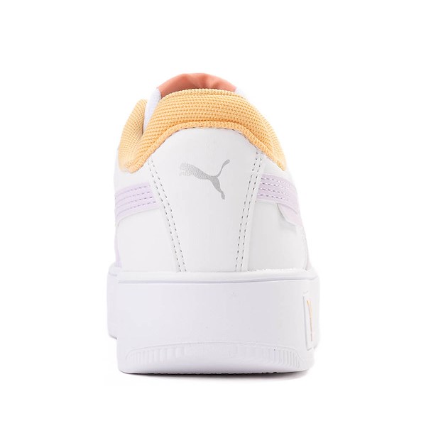 alternate view PUMA Carina Street Lacey Athletic Shoe - Big Kid - White / Lilac / ApricotALT4