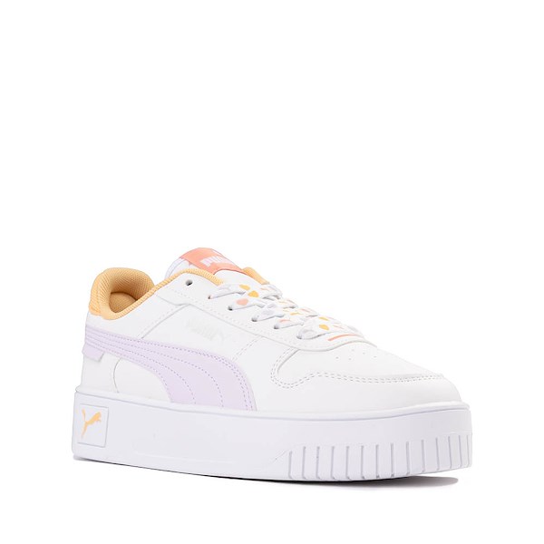 alternate view PUMA Carina Street Lacey Athletic Shoe - Big Kid - White / Lilac / ApricotALT5