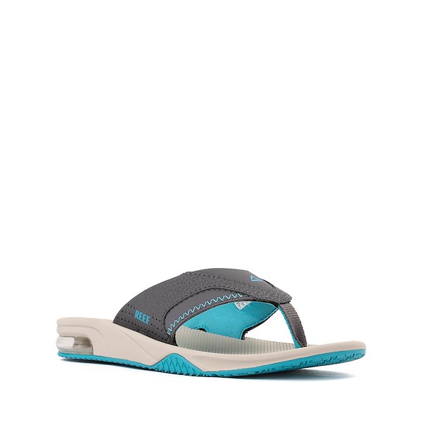 alternate view Reef Fanning Sandal - Little Kid / Big Kid - Grey / Aqua / OakALT5