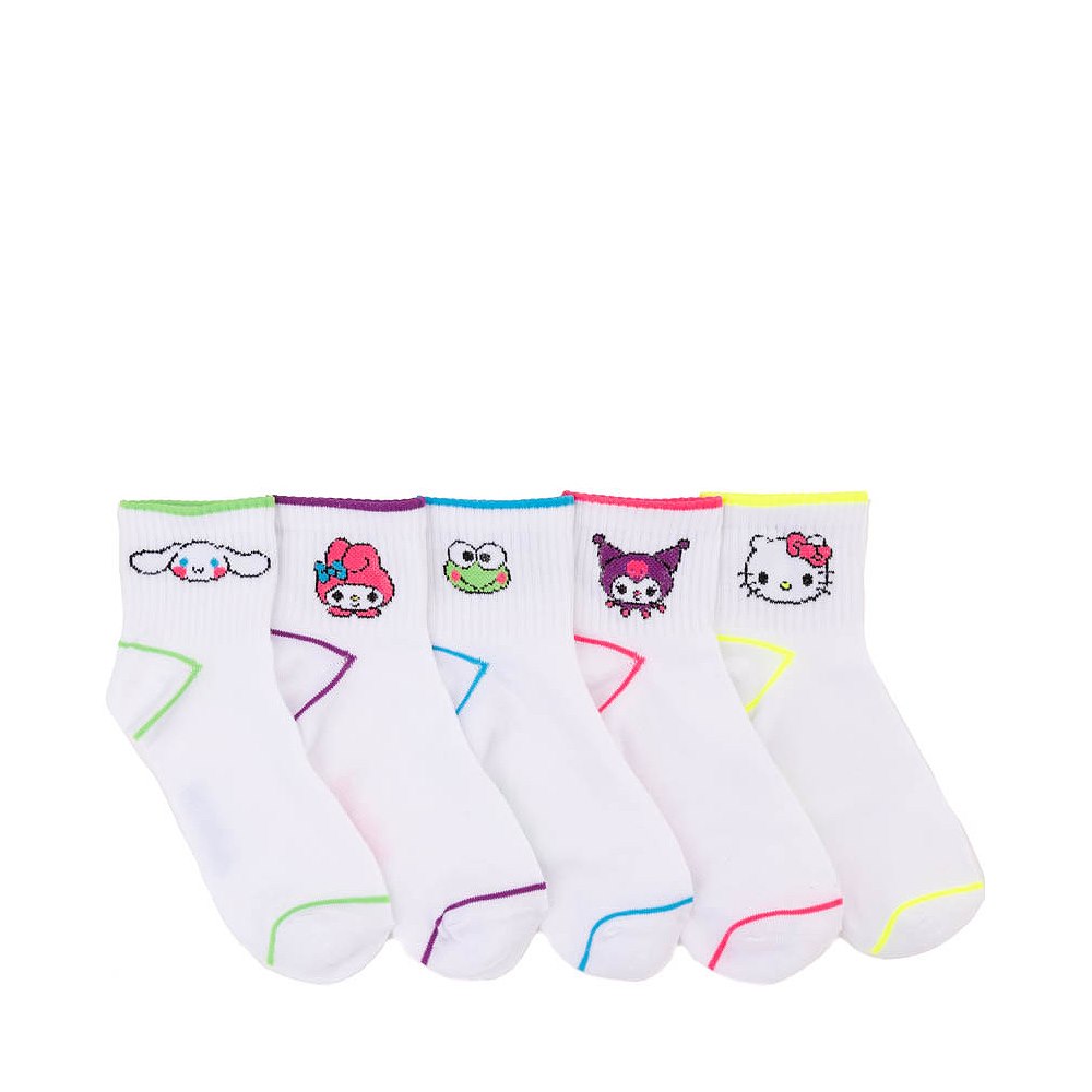 Hello Kitty&reg; Ribbed Quarter Socks 5 Pack - Multicolor
