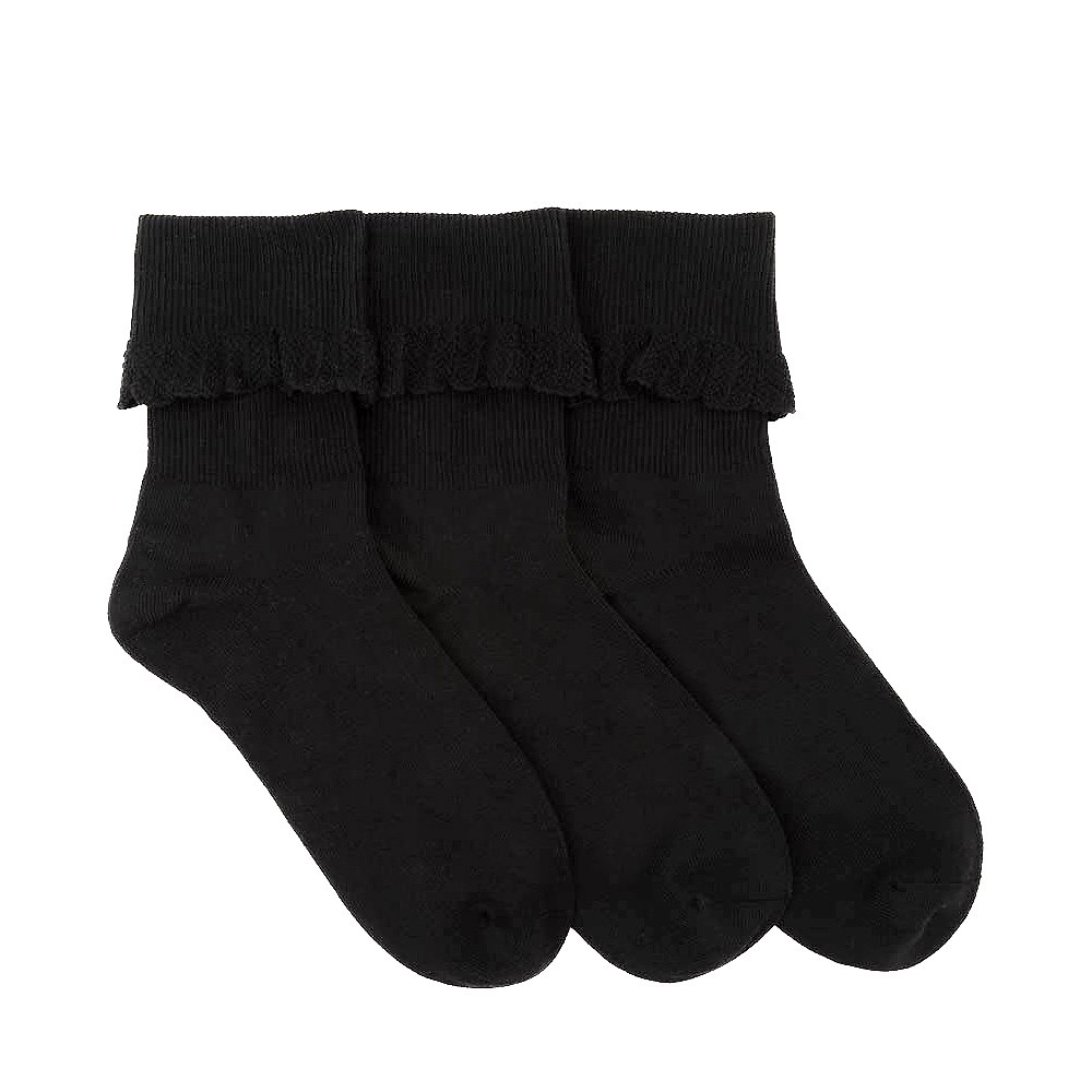 Womens Turn Cuff Socks 3 Pack - Black