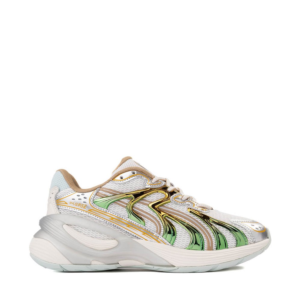 Womens PUMA Inverse Shimmer Athletic Shoe - Warm White / Archive Gold