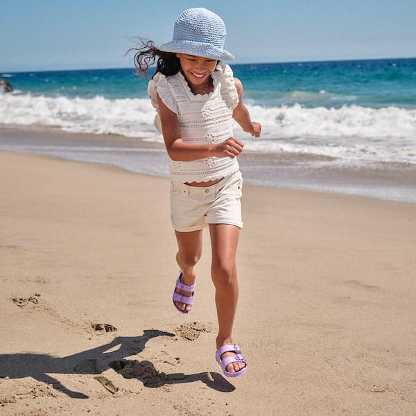 alternate view Birkenstock Arizona EVA Flower Slide Sandal - Little Kid - CrocusALT1B