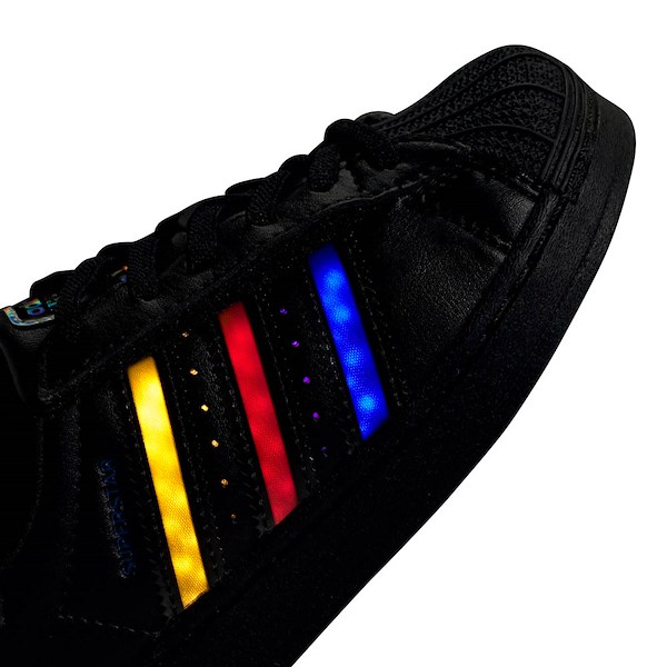 alternate view adidas Superstar LED Lights Comfort Closure Elastic Laces Athletic Shoe - Little Kid - Core Black / Preloved VioletALT5B