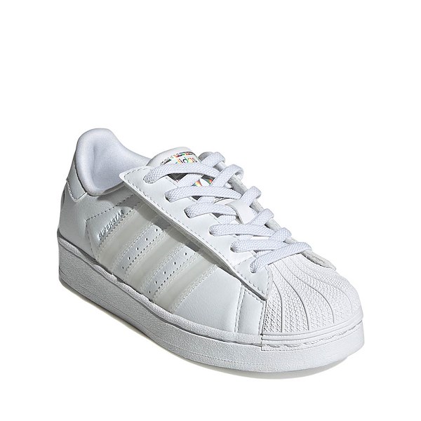 alternate view adidas Superstar LED Lights Comfort Closure Elastic Laces Athletic Shoe - Little Kid - White / White / WhiteALT5