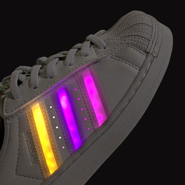 alternate view adidas Superstar LED Lights Comfort Closure Elastic Laces Athletic Shoe - Little Kid - White / White / WhiteALT5B