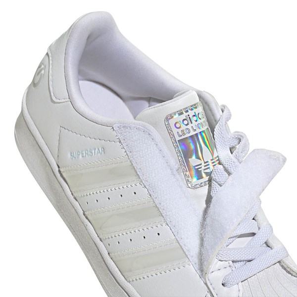 alternate view adidas Superstar LED Lights Comfort Closure Elastic Laces Athletic Shoe - Little Kid - White / White / WhiteALT5C