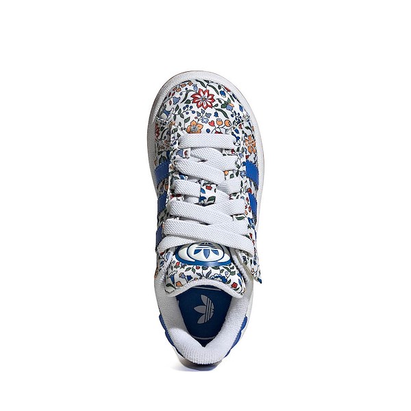 alternate view adidas x Liberty London Campus '00s Comfort Closure Elastic Laces Athletic Shoe - Little Kid - Blue / Multicolor / Off WhiteALT2