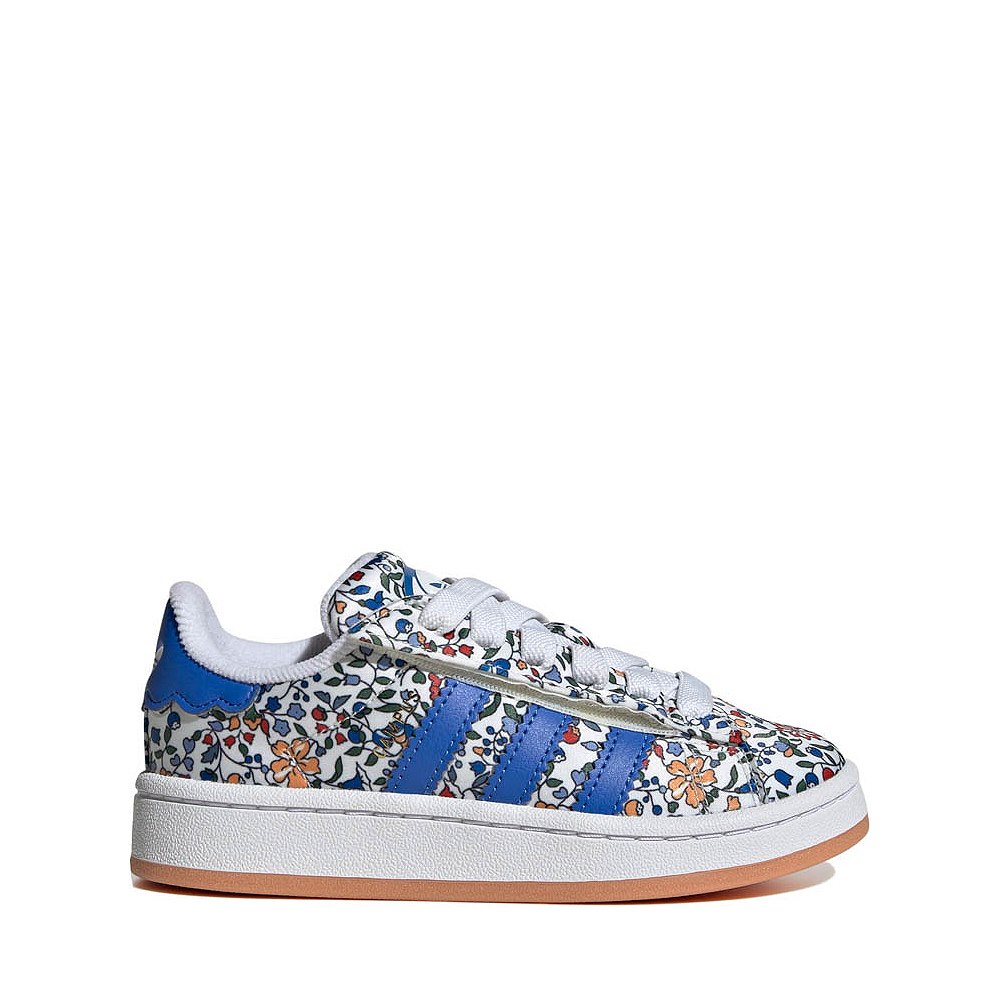 adidas x Liberty London Campus '00s Comfort Closure Elastic Laces Athletic Shoe - Little Kid - Blue / Multicolor / Off White