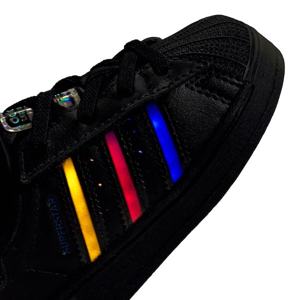alternate view adidas Superstar LED Lights Comfort Closure Elastic Laces Athletic Shoe - Baby / Toddler - Core Black / Preloved VioletALT5B