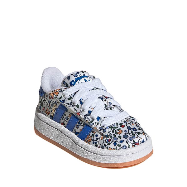 alternate view adidas x Liberty London Campus '00s Comfort Closure Elastic Laces Athletic Shoe - Baby / Toddler - Blue / Multicolor / Off WhiteALT5