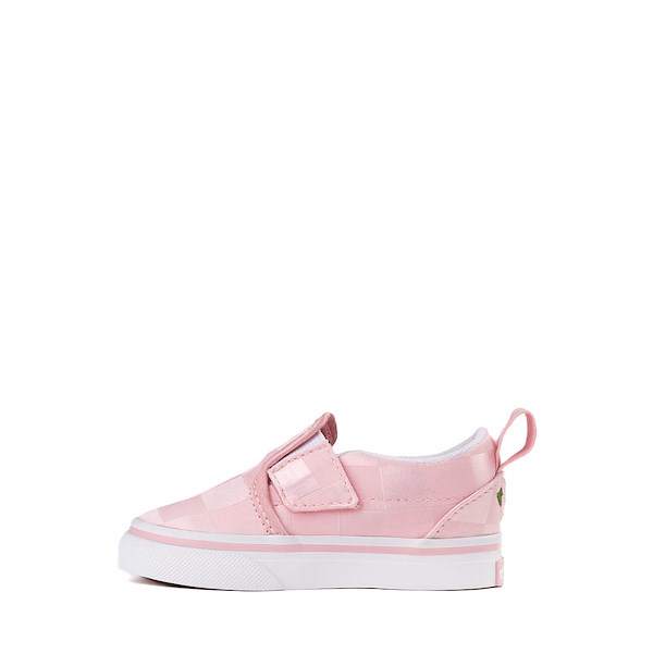 alternate view Vans Slip-On V Checkerboard Satin Skate Shoe - Baby / Toddler - PinkALT1