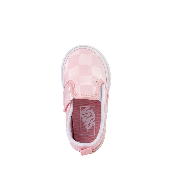 alternate view Vans Slip-On V Checkerboard Satin Skate Shoe - Baby / Toddler - PinkALT2