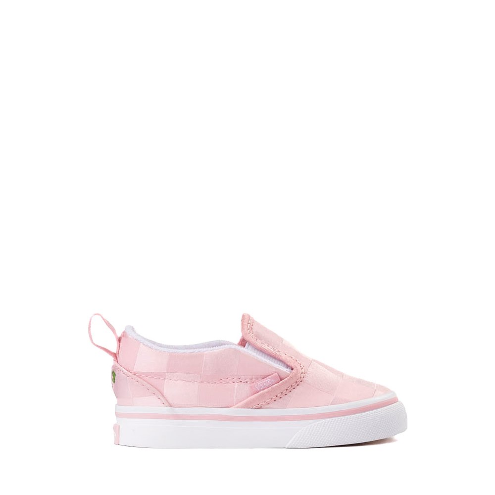 Vans Slip-On V Checkerboard Satin Skate Shoe - Baby / Toddler - Pink