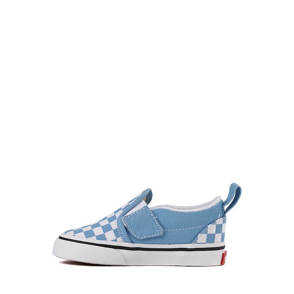 alternate view Vans Slip-On V Checkerboard Skate Shoe - Baby / Toddler - Heritage Blue / WhiteALT1