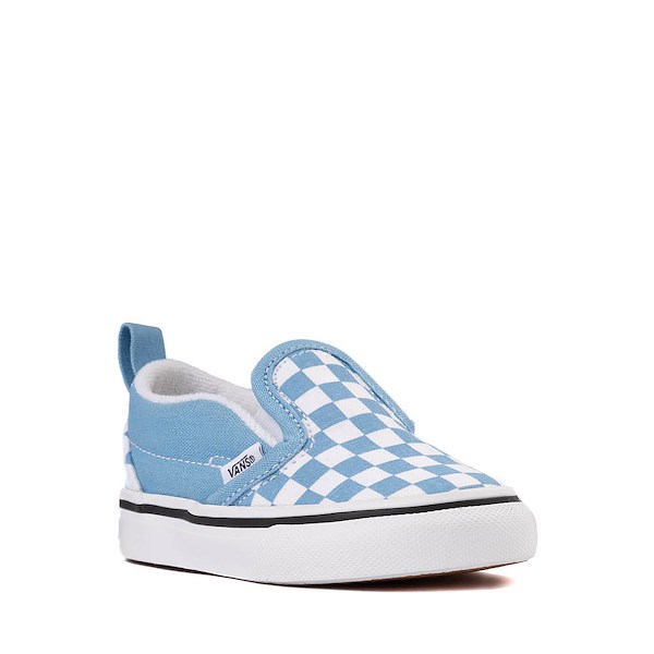 alternate view Vans Slip-On V Checkerboard Skate Shoe - Baby / Toddler - Heritage Blue / WhiteALT5
