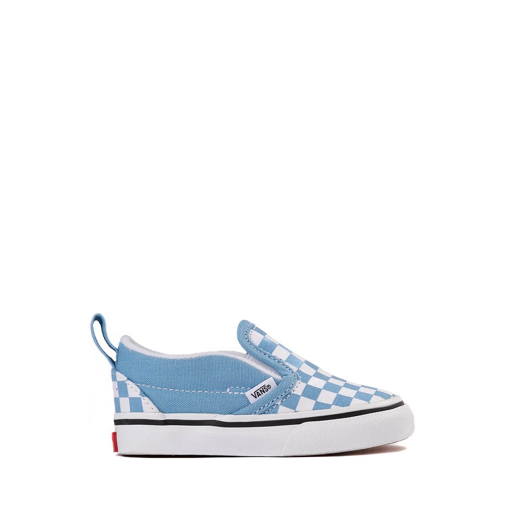 Vans Slip-On V Checkerboard Skate Shoe - Baby / Toddler - Heritage Blue / White