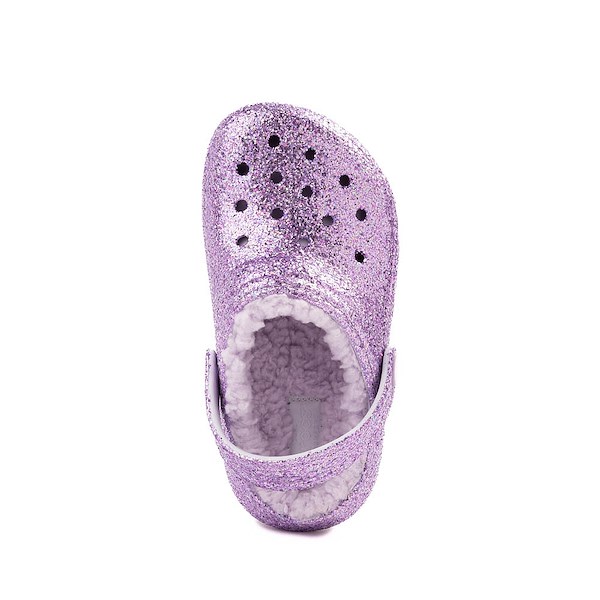 alternate view Crocs Classic Lined Chunky Glitter Clog - Little Kid / Big Kid - Purple MoonALT2