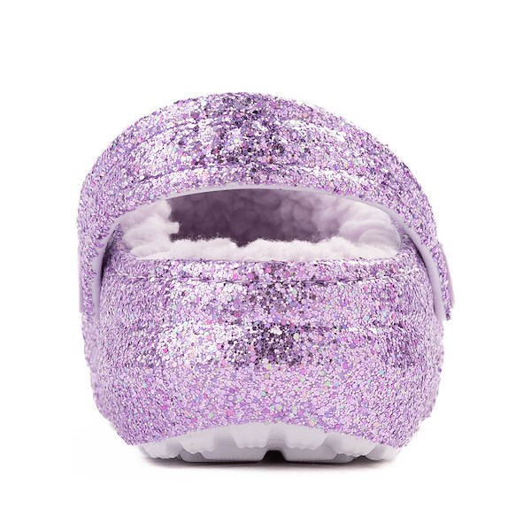 alternate view Crocs Classic Lined Chunky Glitter Clog - Little Kid / Big Kid - Purple MoonALT4